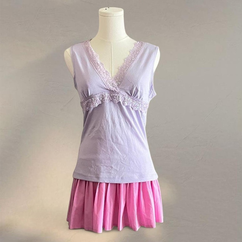 Lavender Fairycore Lace Sleeveless top